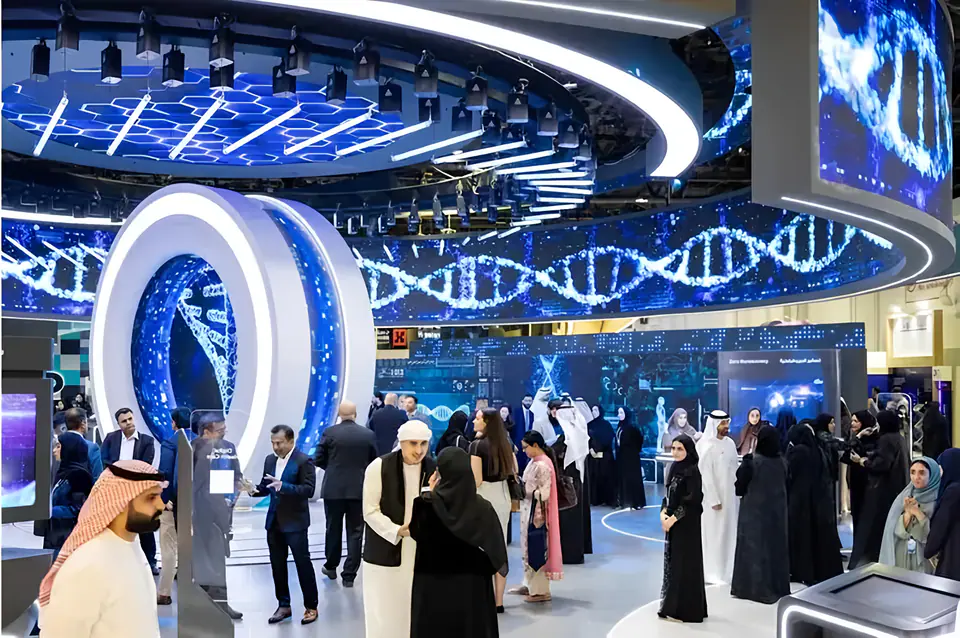 GITEX exhibition floor with an immersive technology stand in Dubai